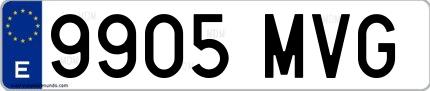 Ejemplo de matrícula española 9905 MVG