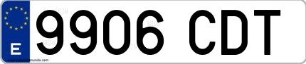 Ejemplo de matrícula española 9906 CDT
