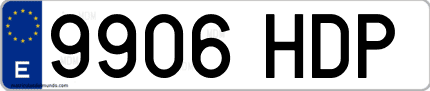 Ejemplo de matrícula de coche ordinaria 9906 HDP