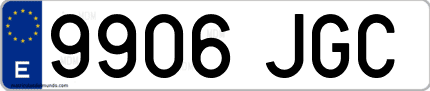 Ejemplo de matrícula de coche ordinaria 9906 JGC
