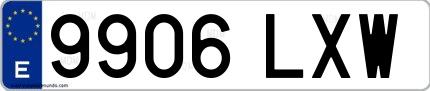 Ejemplo de matrícula española 9906 LXW