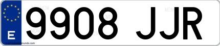Ejemplo de matrícula española 9908 JJR