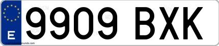 Ejemplo de matrícula española 9909 BXK