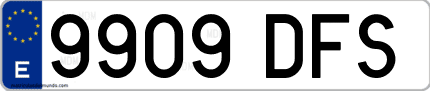 Ejemplo de matrícula de coche ordinaria 9909 DFS