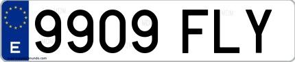 Ejemplo de matrícula española 9909 FLY