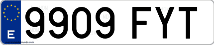 Ejemplo de matrícula de coche ordinaria 9909 FYT