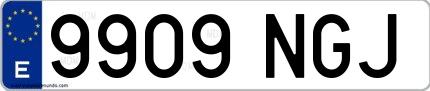 Ejemplo de matrícula española 9909 NGJ