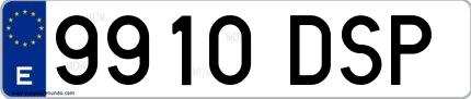 Ejemplo de matrícula española 9910 DSP