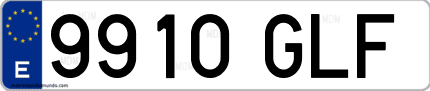 Ejemplo de matrícula de coche ordinaria 9910 GLF