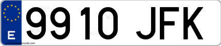 Ejemplo de matrícula de coche ordinaria 9910 JFK