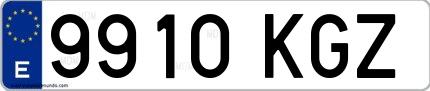 Ejemplo de matrícula española 9910 KGZ