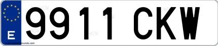 Ejemplo de matrícula española 9911 CKW