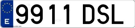 Ejemplo de matrícula española 9911 DSL