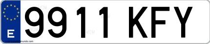Ejemplo de matrícula española 9911 KFY