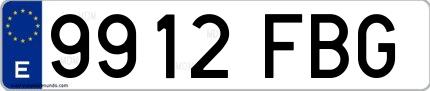 Ejemplo de matrícula española 9912 FBG