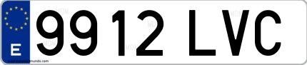 Ejemplo de matrícula española 9912 LVC