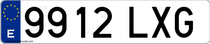 Ejemplo de matrícula de coche ordinaria 9912 LXG