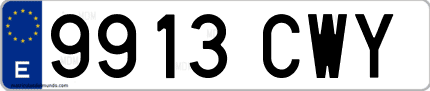 Ejemplo de matrícula de coche ordinaria 9913 CWY