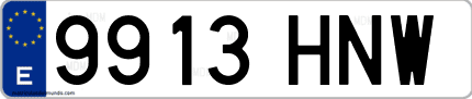 Ejemplo de matrícula de coche ordinaria 9913 HNW