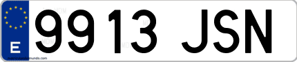 Ejemplo de matrícula de coche ordinaria 9913 JSN