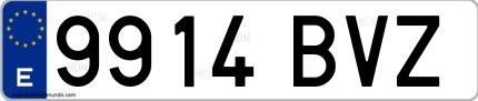 Ejemplo de matrícula española 9914 BVZ