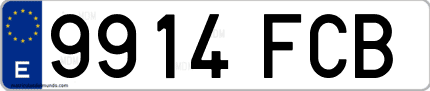 Ejemplo de matrícula de coche ordinaria 9914 FCB