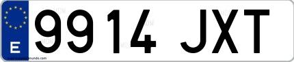 Ejemplo de matrícula española 9914 JXT