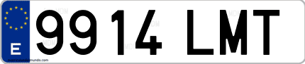 Ejemplo de matrícula de coche ordinaria 9914 LMT
