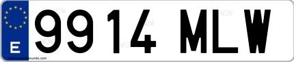 Ejemplo de matrícula española 9914 MLW
