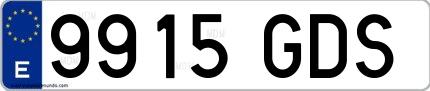 Ejemplo de matrícula española 9915 GDS