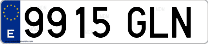 Ejemplo de matrícula de coche ordinaria 9915 GLN