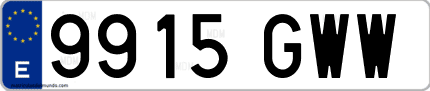 Ejemplo de matrícula de coche ordinaria 9915 GWW