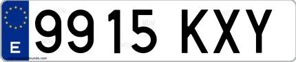 Ejemplo de matrícula española 9915 KXY