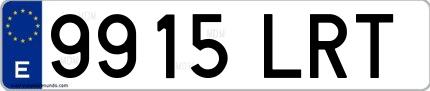 Ejemplo de matrícula española 9915 LRT