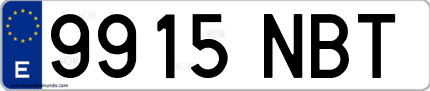 Ejemplo de matrícula de coche ordinaria 9915 NBT