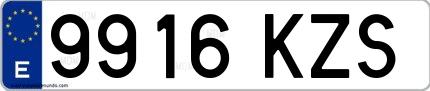 Ejemplo de matrícula española 9916 KZS