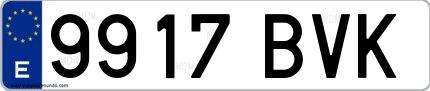 Ejemplo de matrícula española 9917 BVK