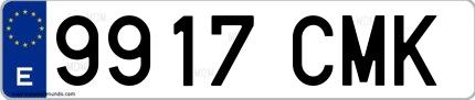 Ejemplo de matrícula española 9917 CMK