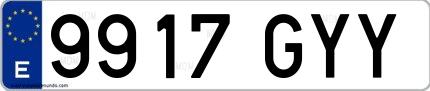 Ejemplo de matrícula española 9917 GYY