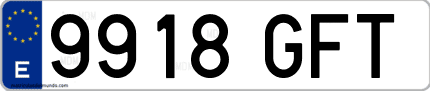 Ejemplo de matrícula de coche ordinaria 9918 GFT