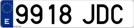 Ejemplo de matrícula española 9918 JDC