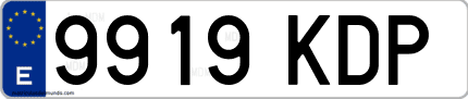 Ejemplo de matrícula de coche ordinaria 9919 KDP