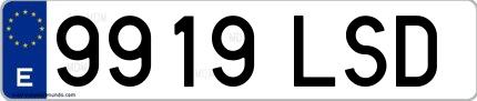 Ejemplo de matrícula española 9919 LSD