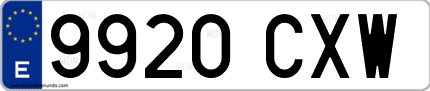 Ejemplo de matrícula de coche ordinaria 9920 CXW