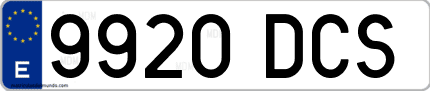 Ejemplo de matrícula de coche ordinaria 9920 DCS