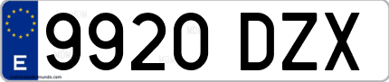 Ejemplo de matrícula de coche ordinaria 9920 DZX