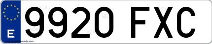 Ejemplo de matrícula española 9920 FXC