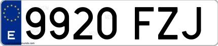 Ejemplo de matrícula española 9920 FZJ