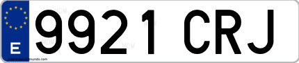 Ejemplo de matrícula de coche ordinaria 9921 CRJ