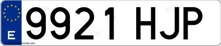 Ejemplo de matrícula española 9921 HJP